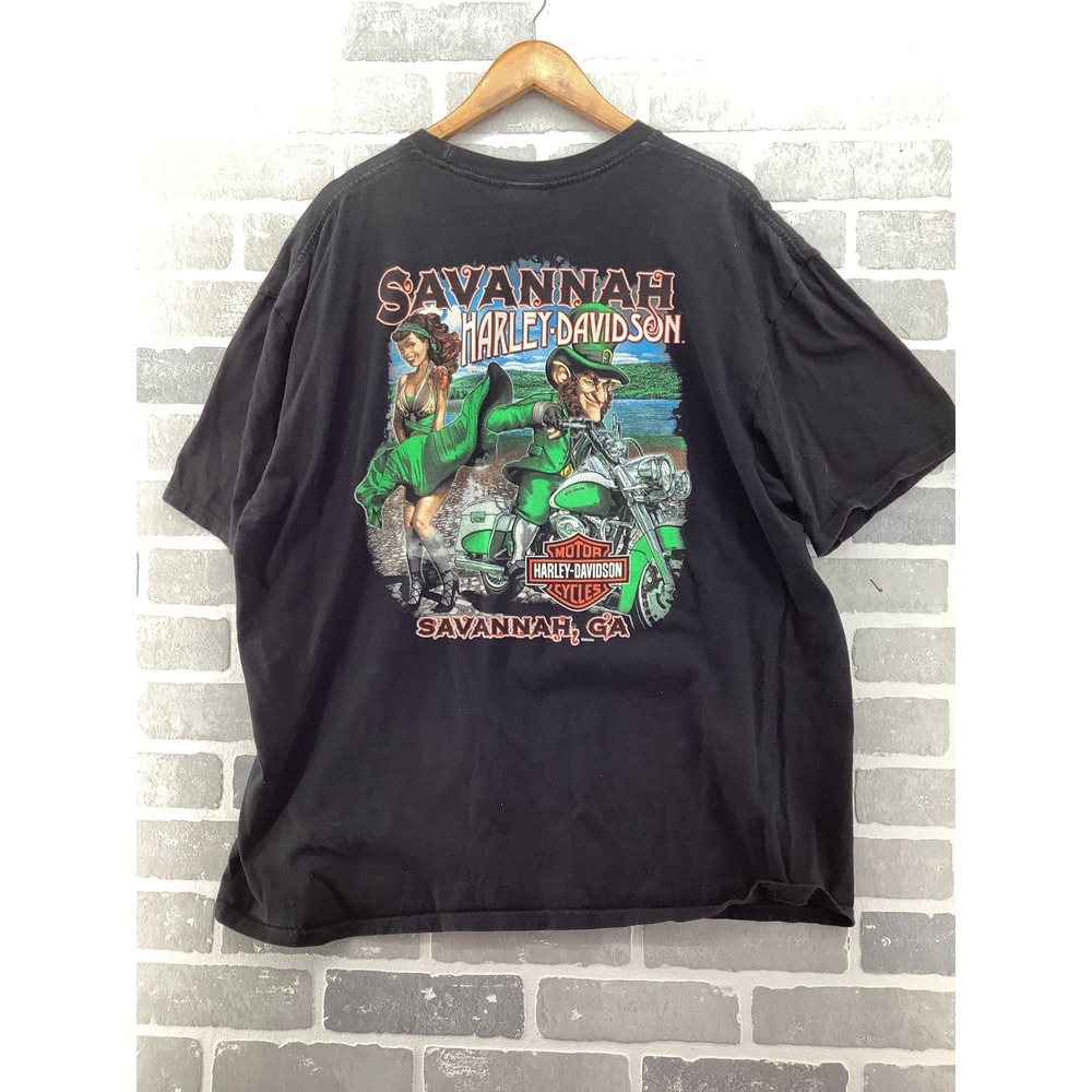 Harley-Davidson Savannah GA St Patricks Day Leprechaun T-Shirt Mens 2XL Black